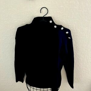 Black holiday embellished turtleneck sweater